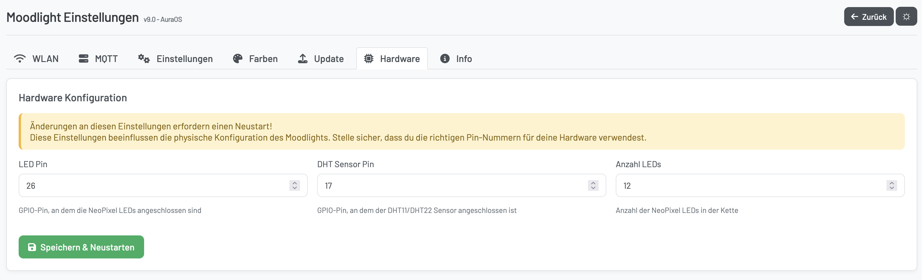 Hardware Pin Configuration Screenshot